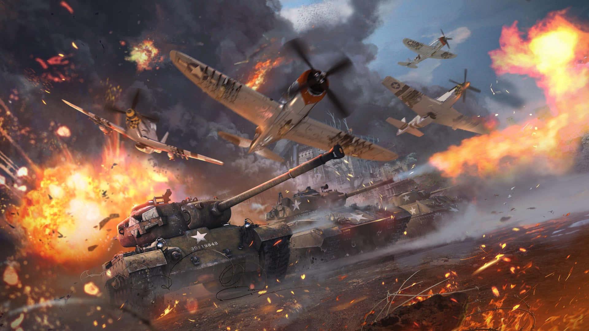 War Thunder_ Chaotic Battlefield_ Artwork Background