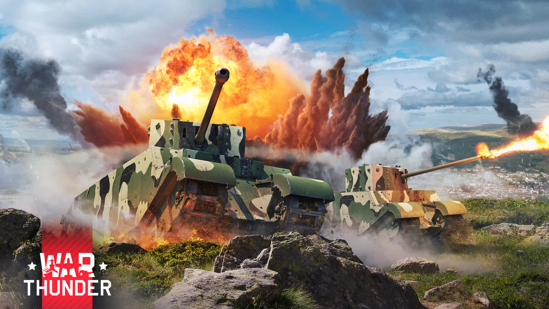 War Thunder Tank Battle Explosion Background