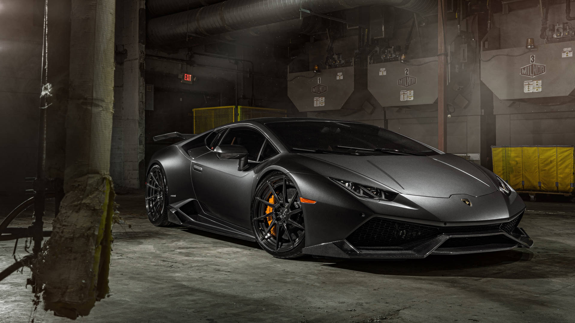 Warehouse Black Lamborghini Background