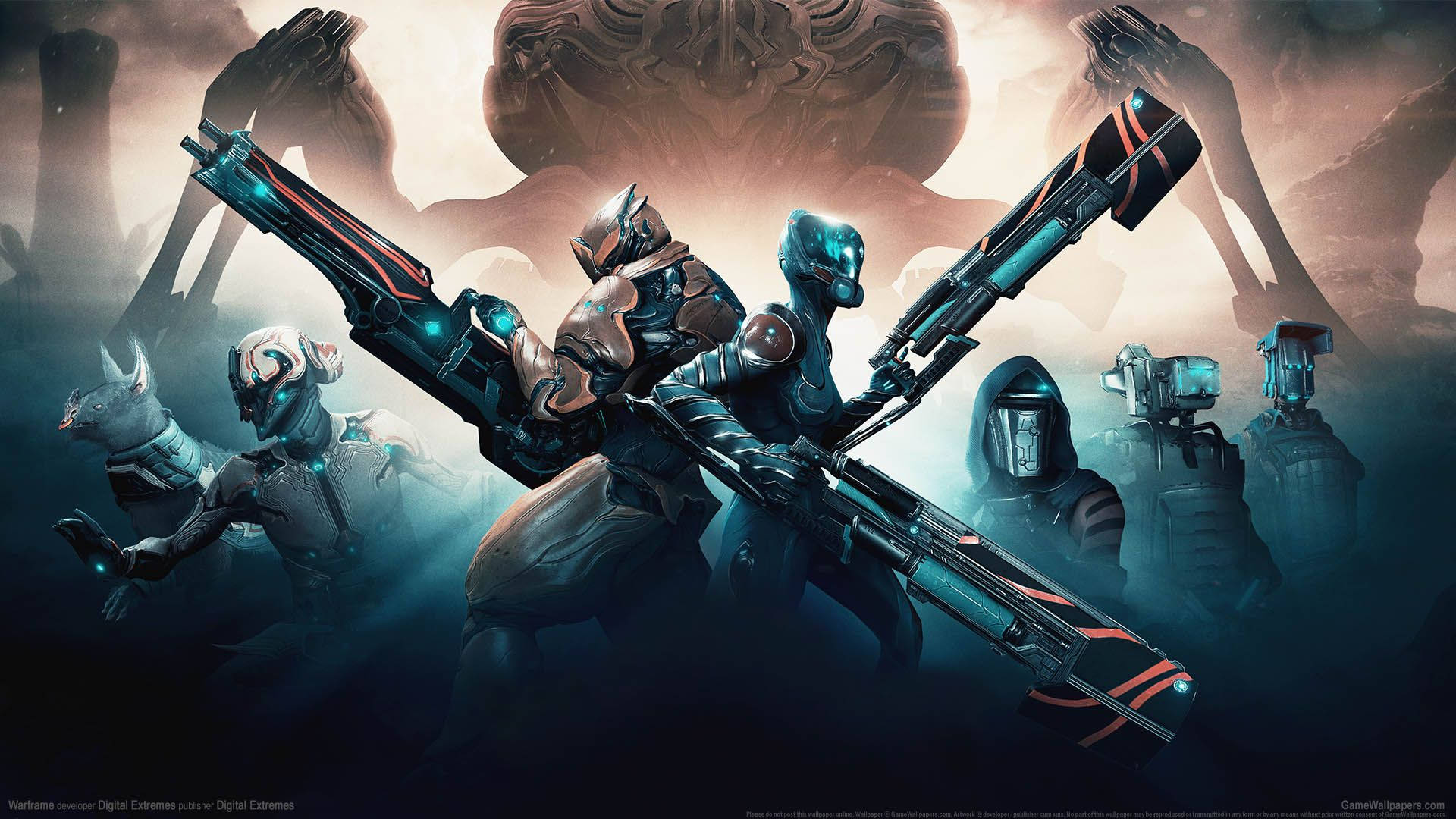 Warframe Tenno Soldiers Weapons Background