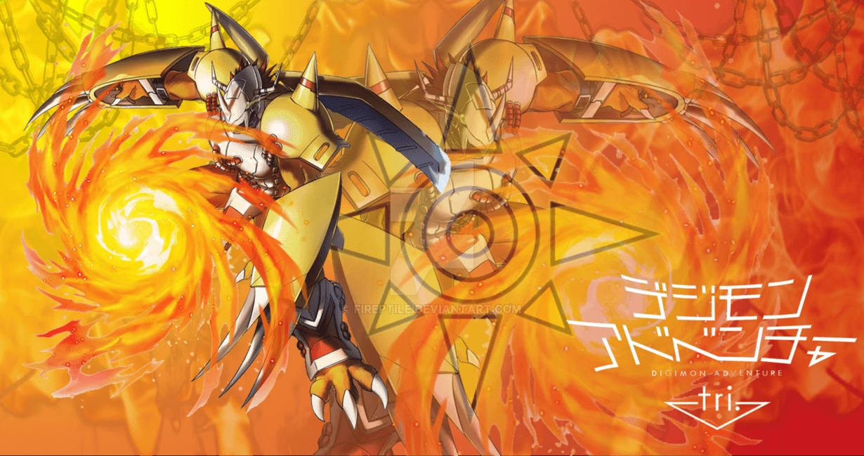 Wargreymon Spinning Fire Digimon Background