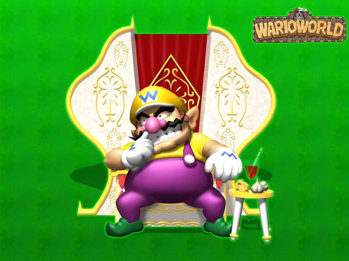 Wario Making A Daring Escape In A Vibrant, Action-packed Scene Background