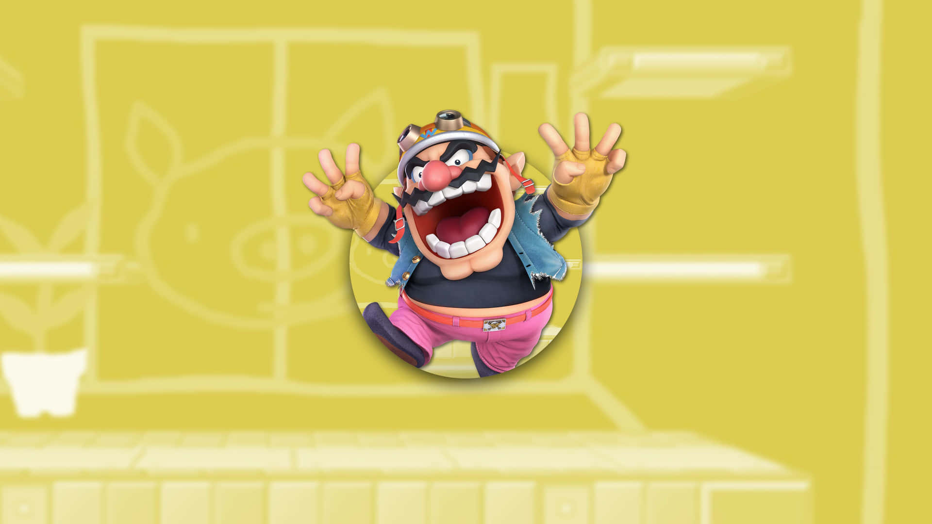 Wario Smirking In Action Background