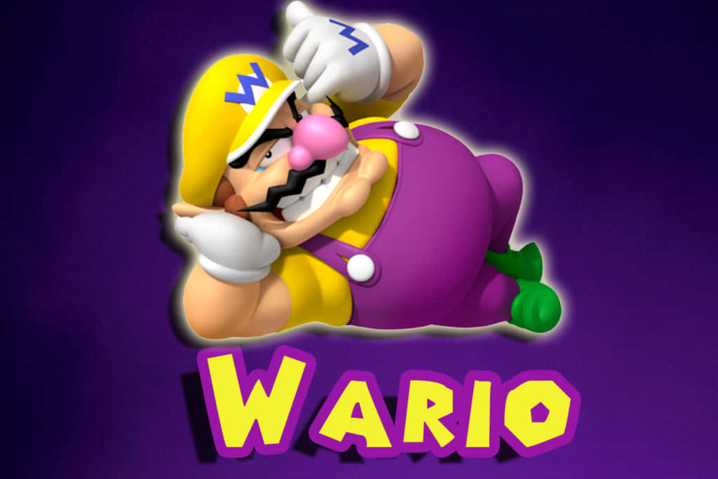 Wario Smirking In Front Of A Colorful Background Background