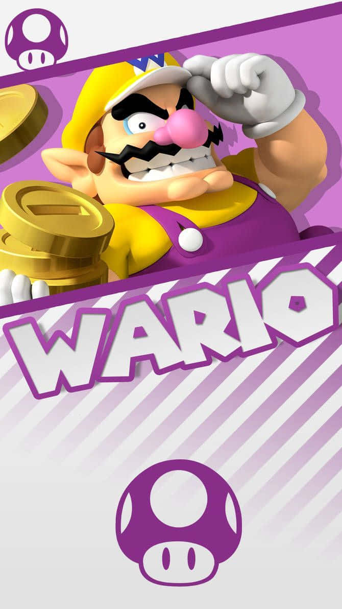 Wario Smirking In His Iconic Outfit Background