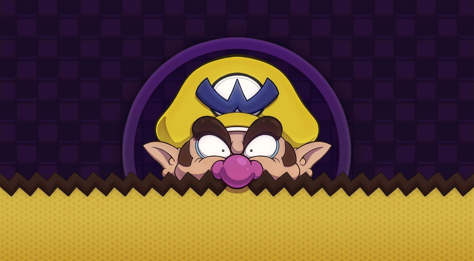 Wario Smirking Mischievously In His Iconic Outfit Background