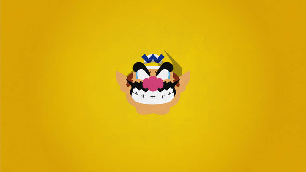 Wario Smirking On A Bold Background Background