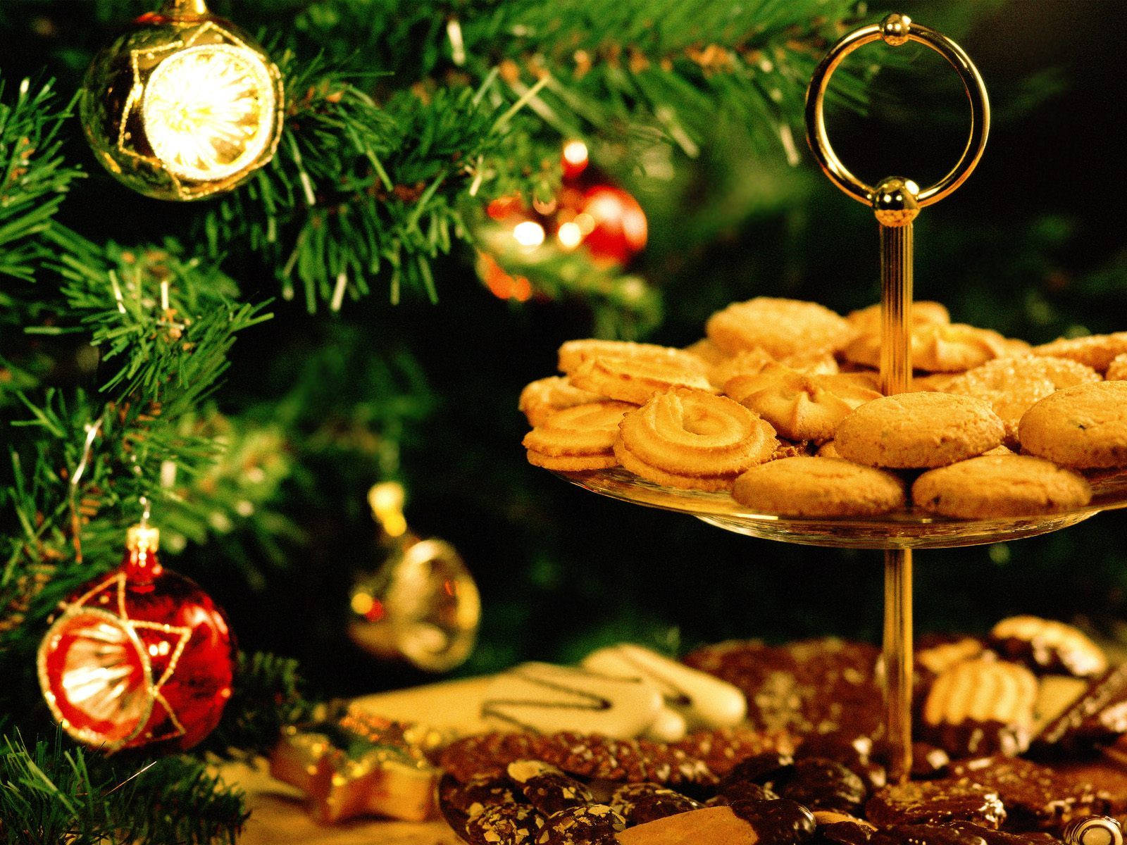 Warm Christmas Festive Cookies With Christmas Tree