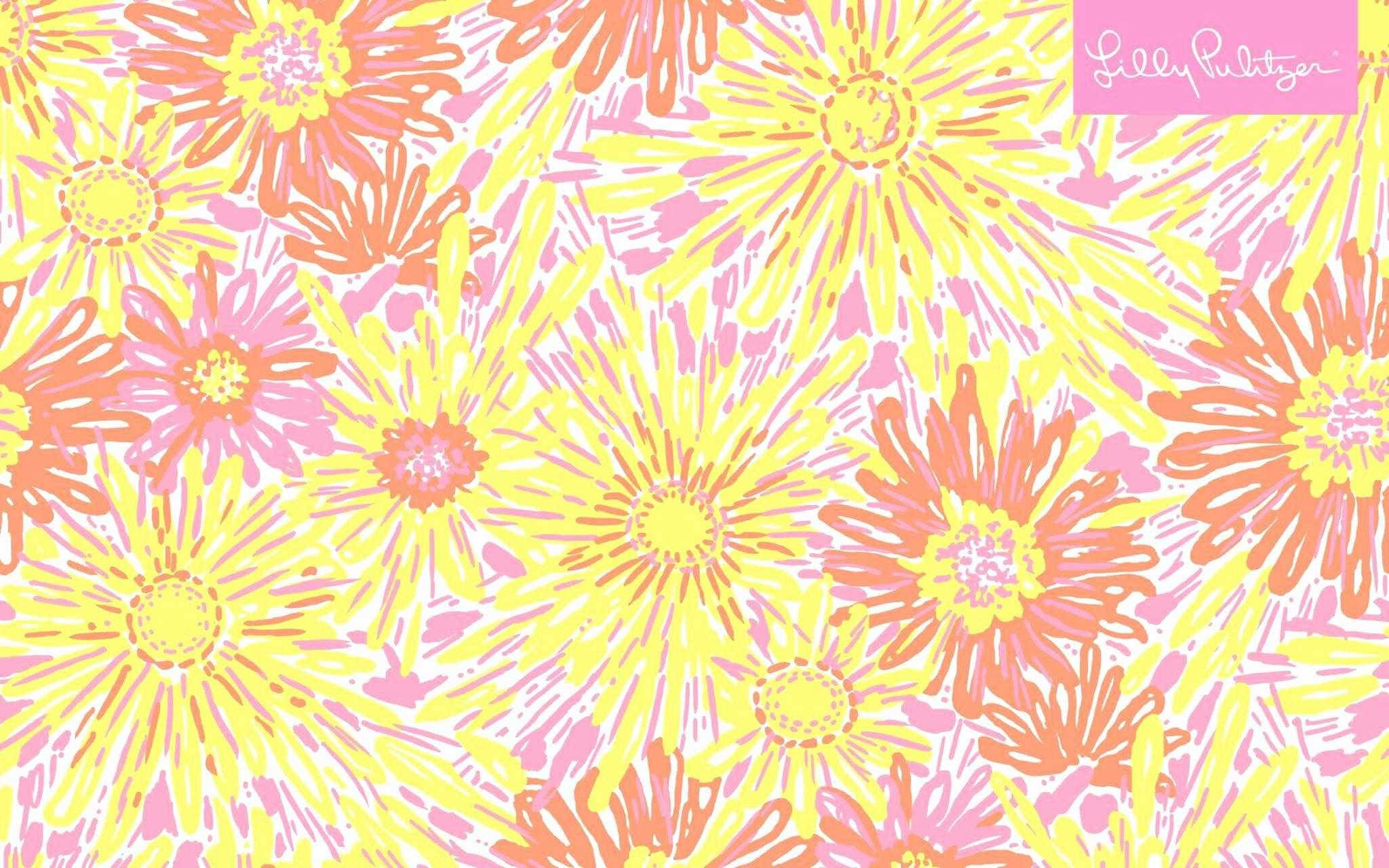 Warm Floral Yellow Lilly Pulitzer Desktop Background