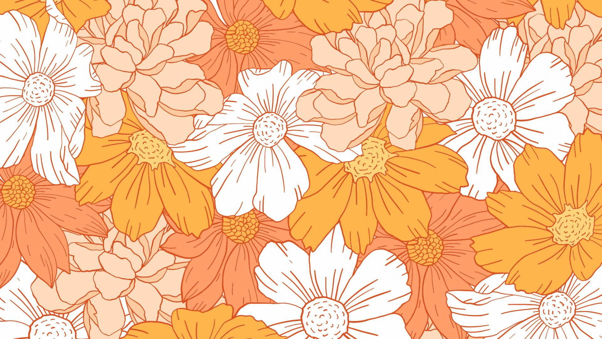 Warm Flowers Aesthetic Sketches Background