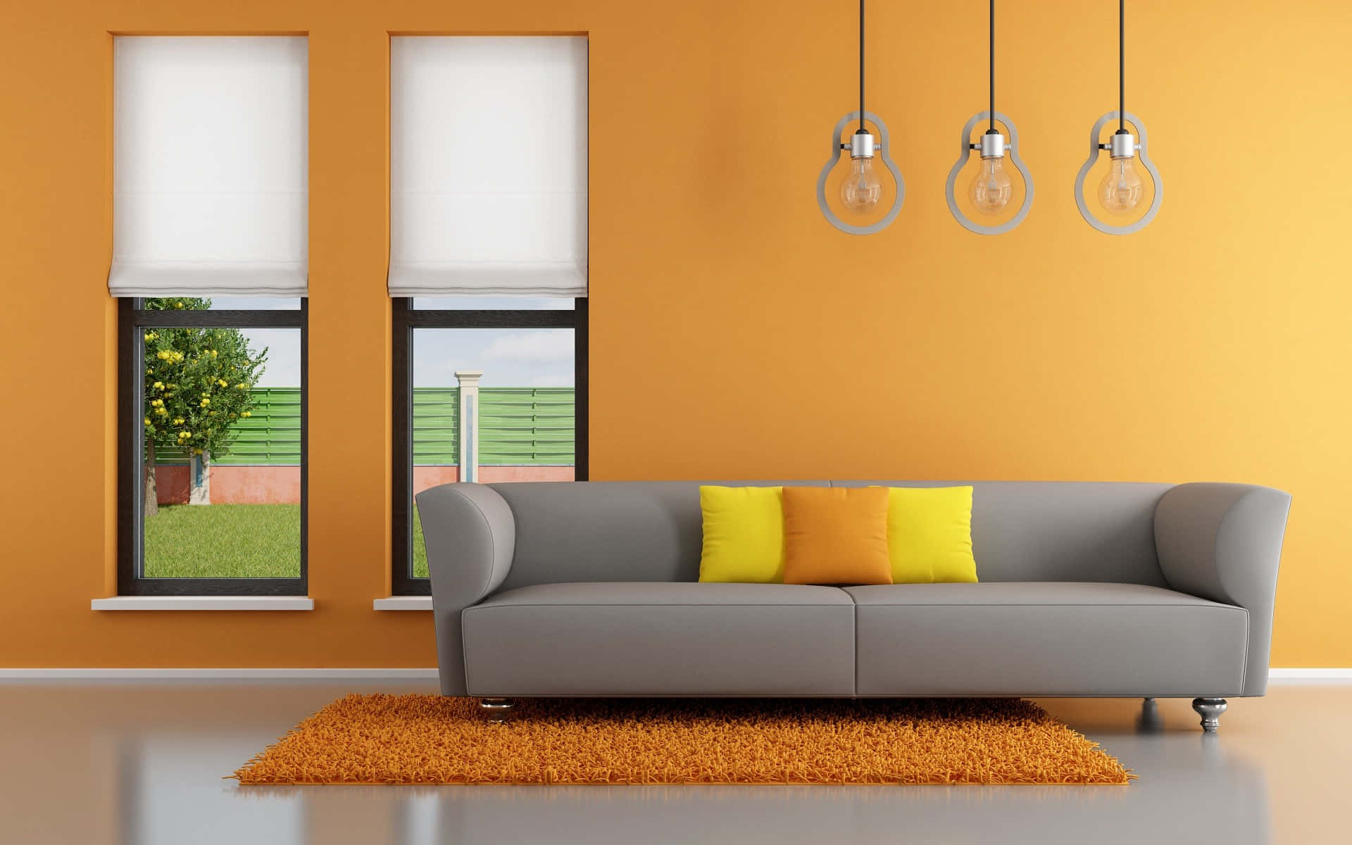 Warm Orange Living Room Interior