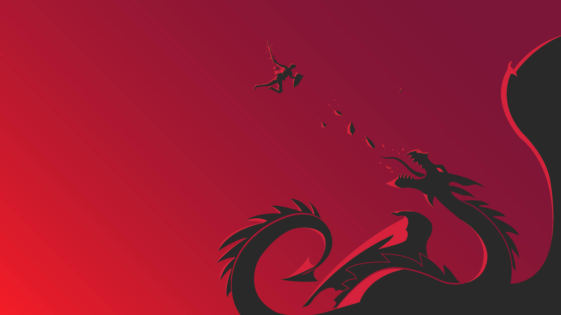 Warrior And Red Dragon Background