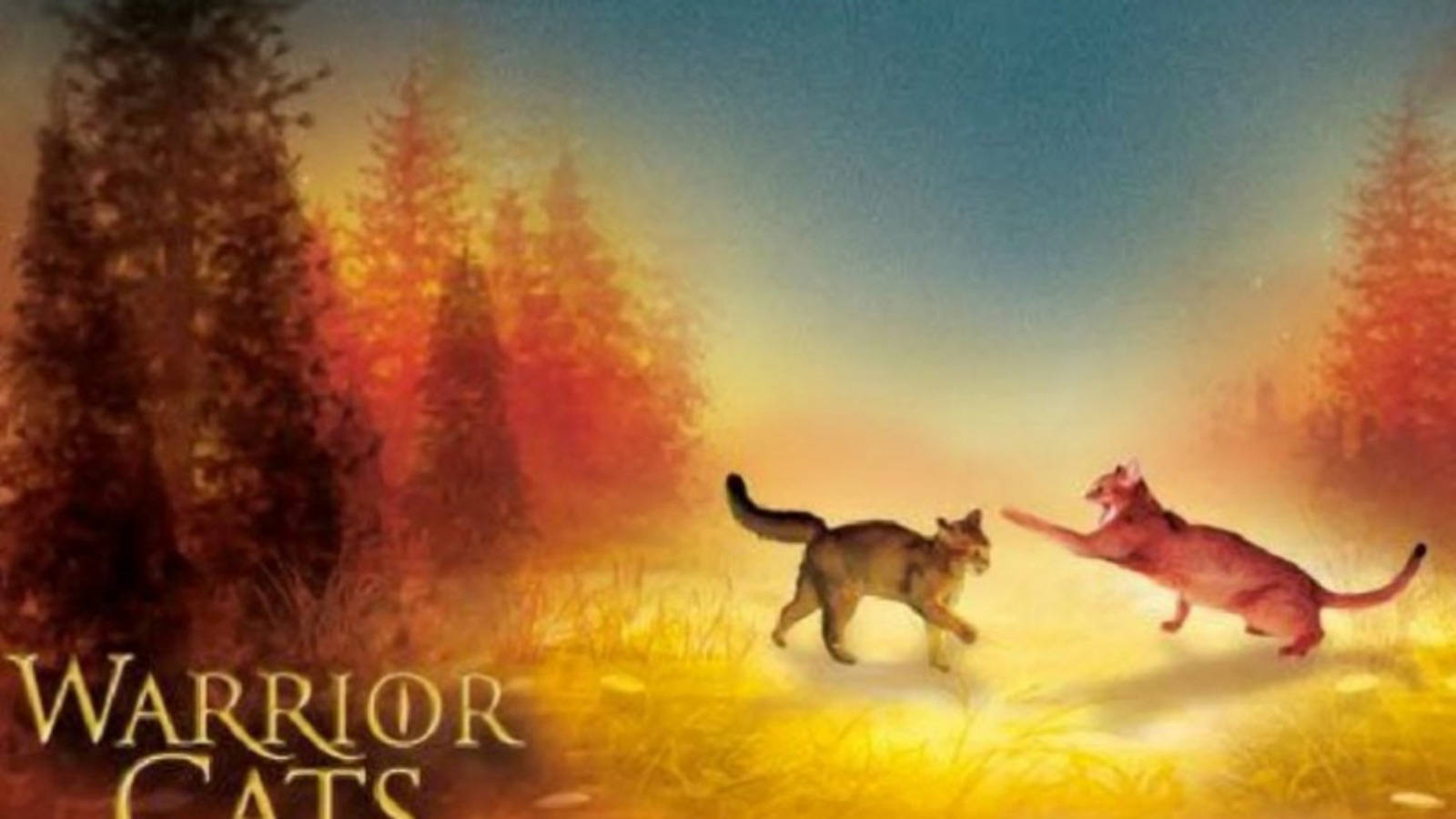 Warrior Cats Playing In A Forest Background