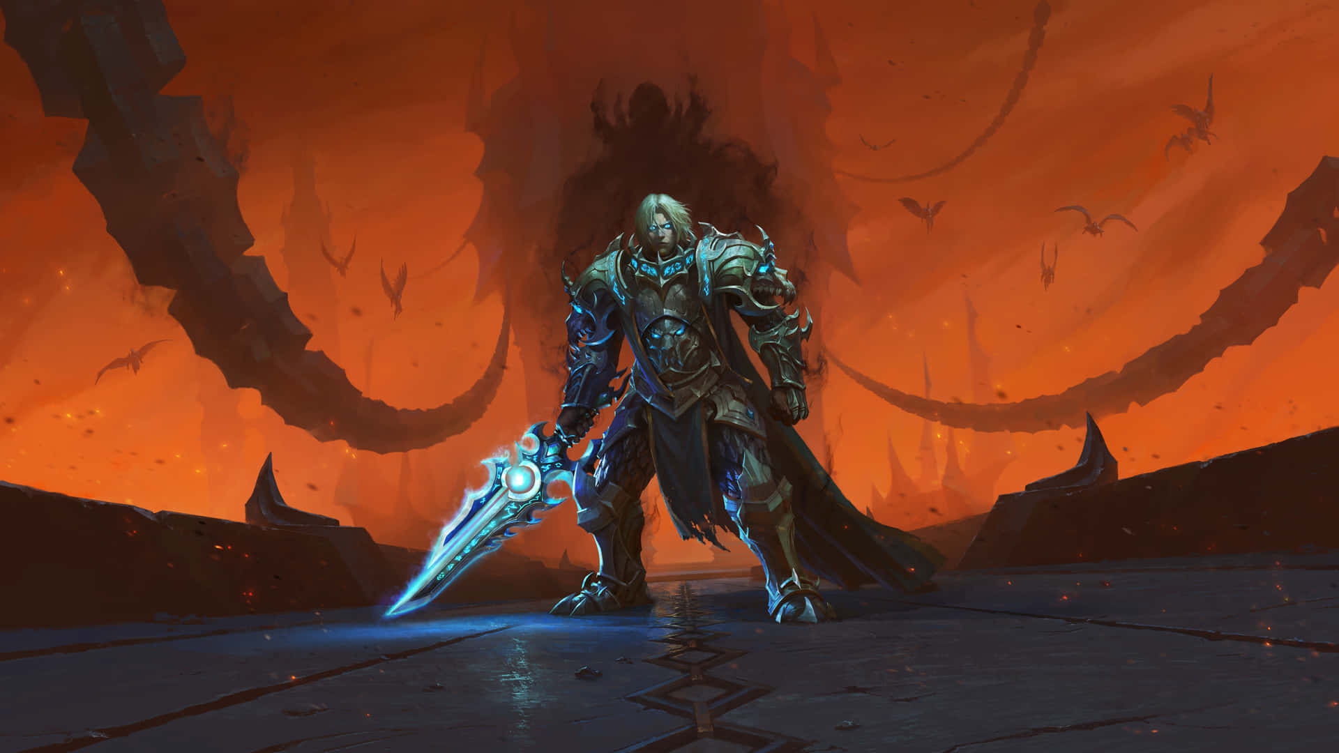 Warriorin Flaming Hellscape Background