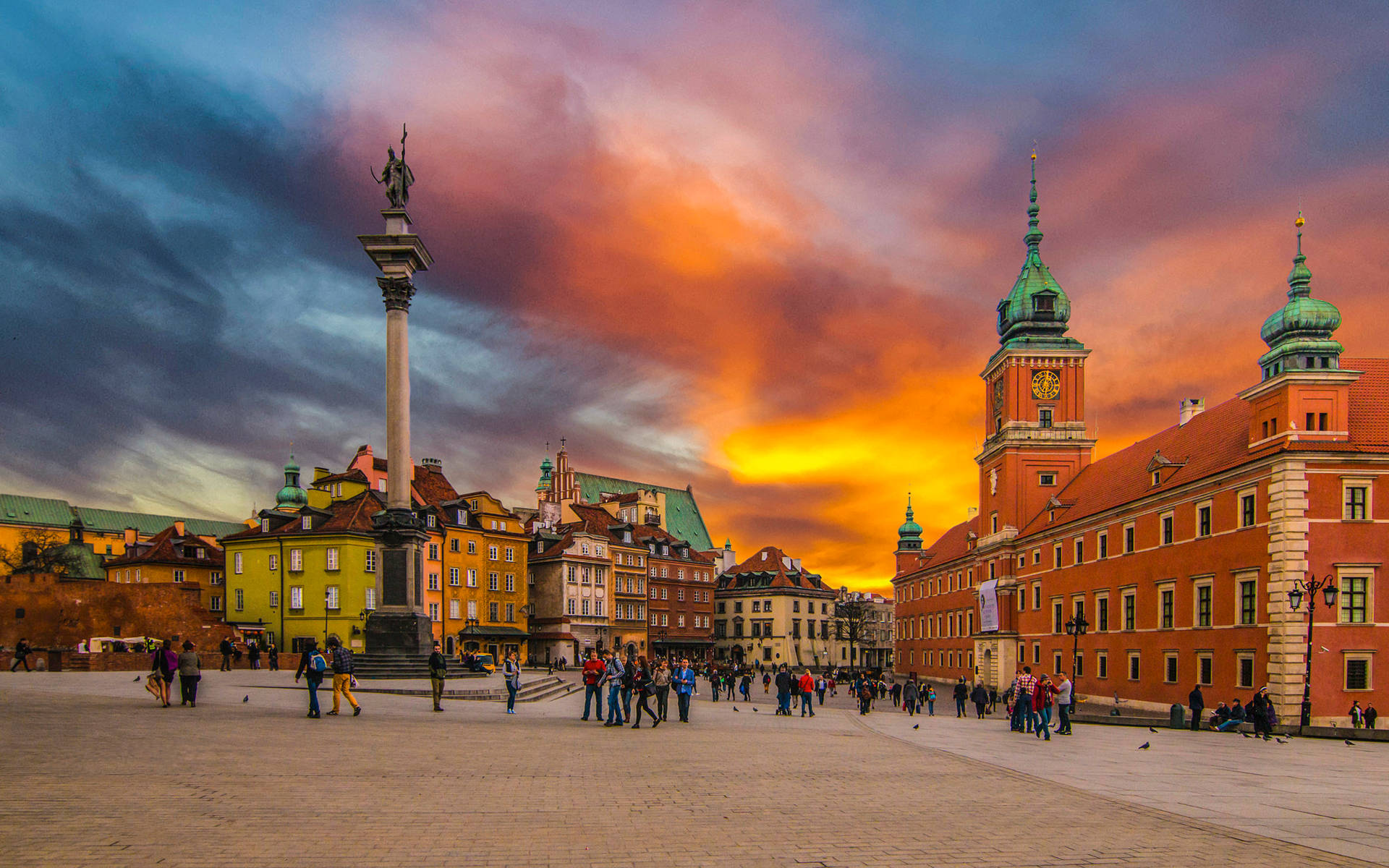 Warsaw Poland Old Town Sunset Background