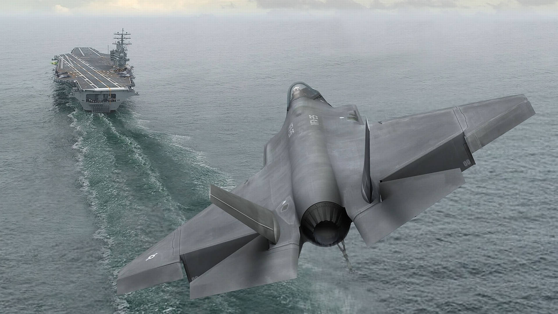 Warship And A Fighter Jet Background