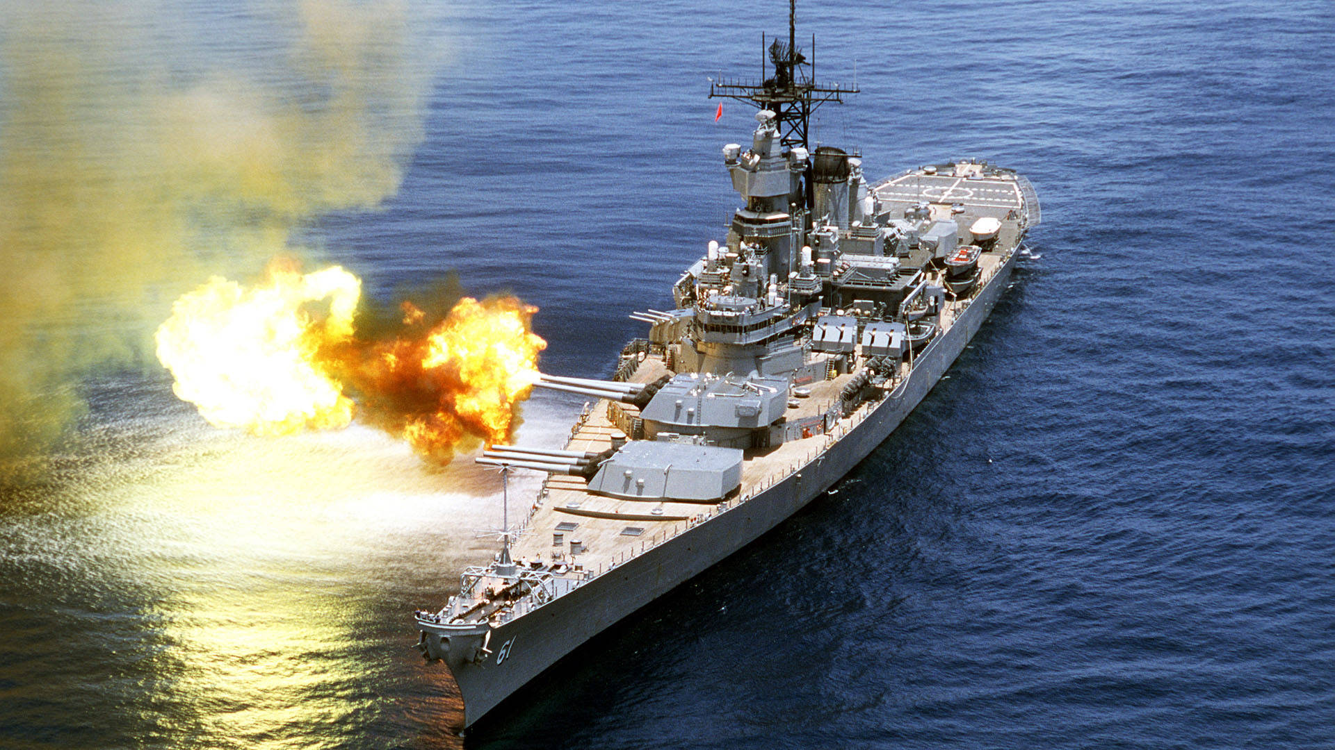 Warship Firing Cannons Background