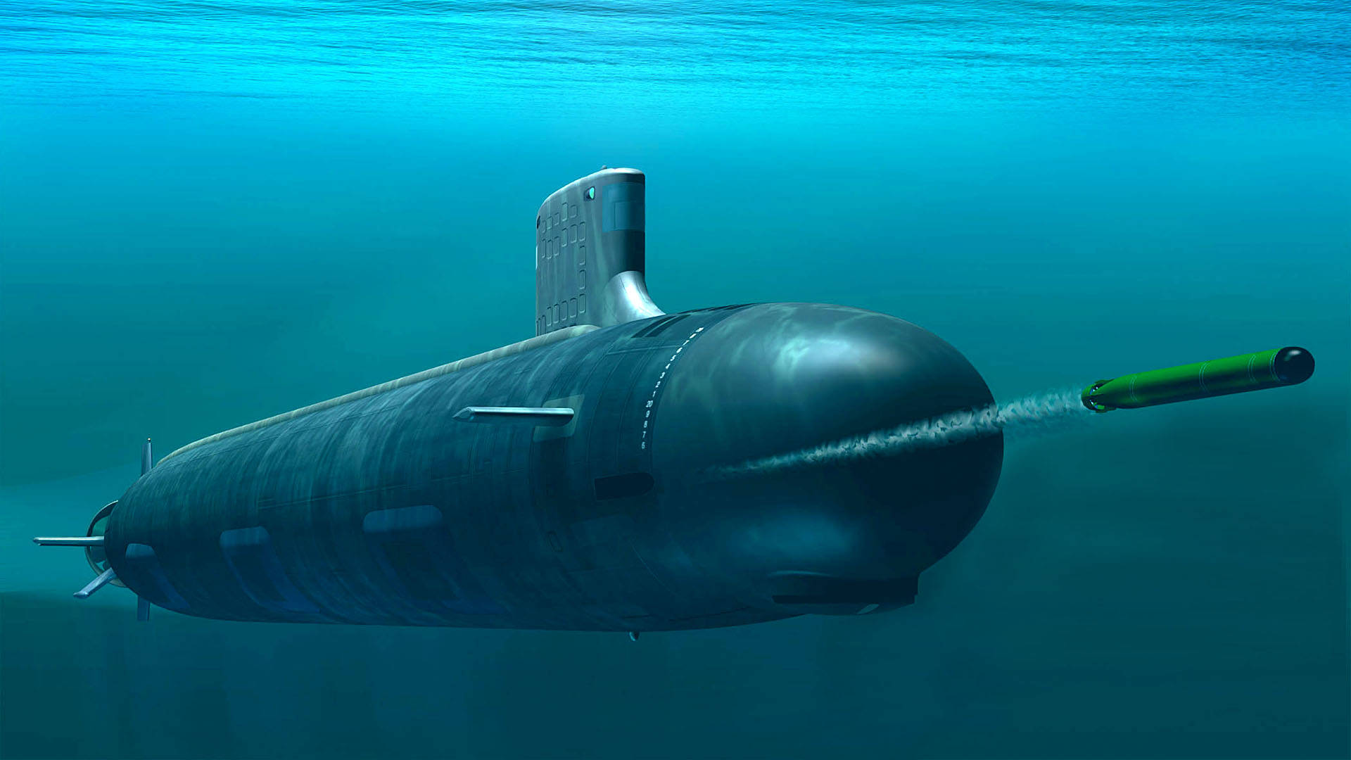 Warship Submarine Firing Torpedo Background