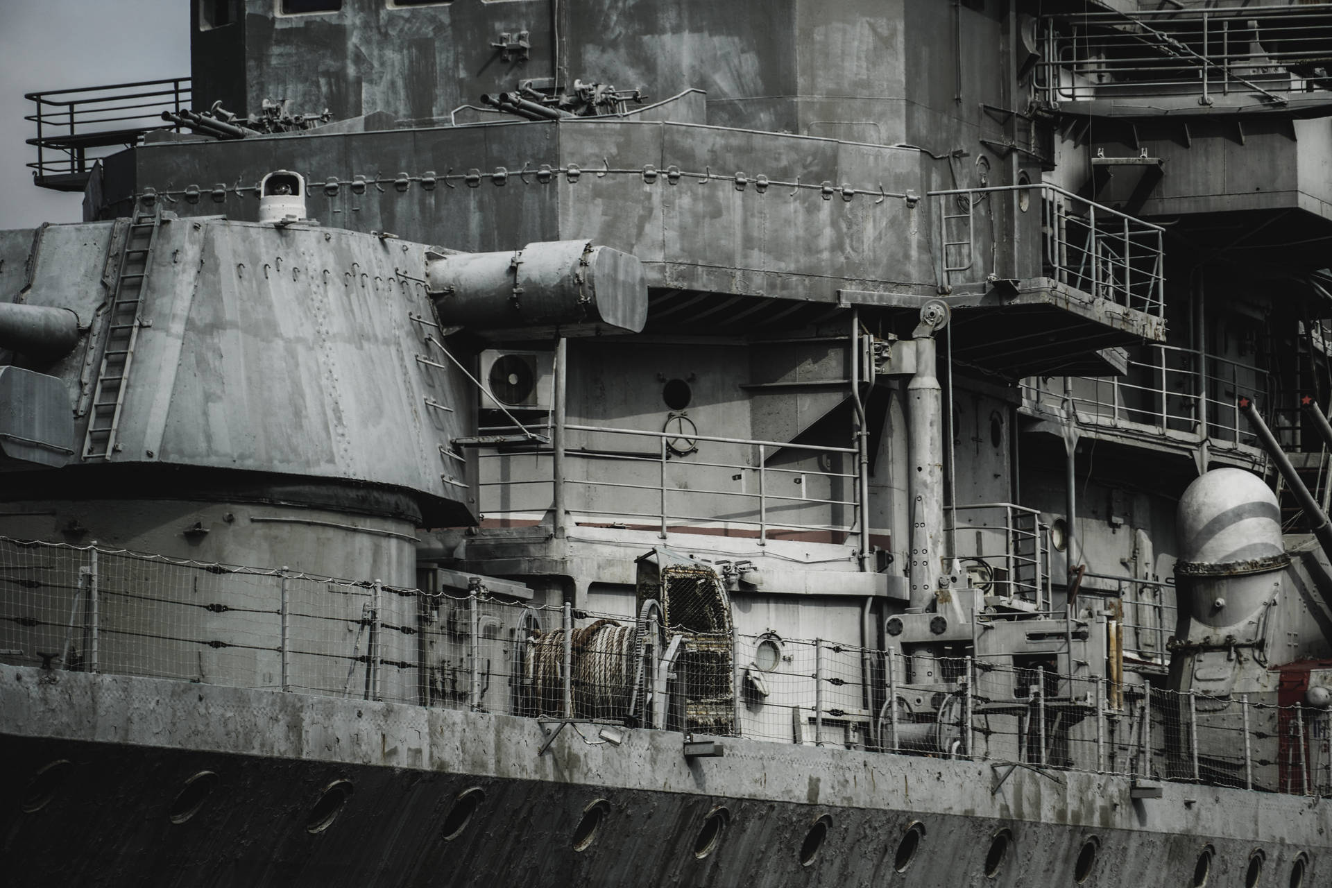 Warship With Worn-out Paint