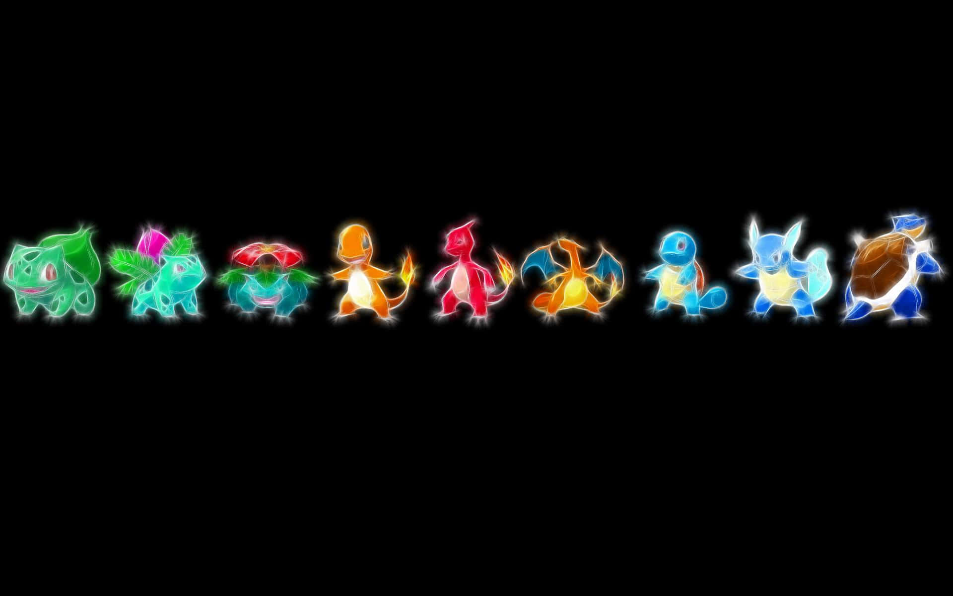 Wartortle And Other Pokémon On Black Background Background