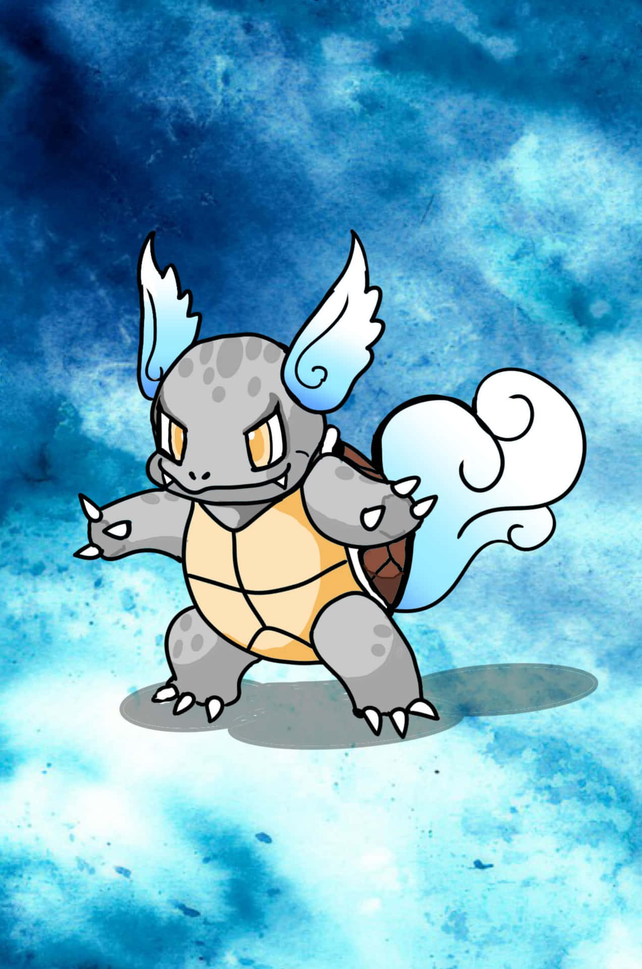 Wartortle On Watercolor Background Background