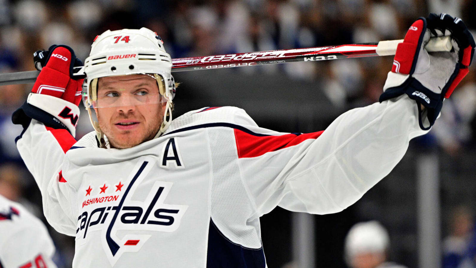 Washington Capitals John Carlson Posing With Stick Background