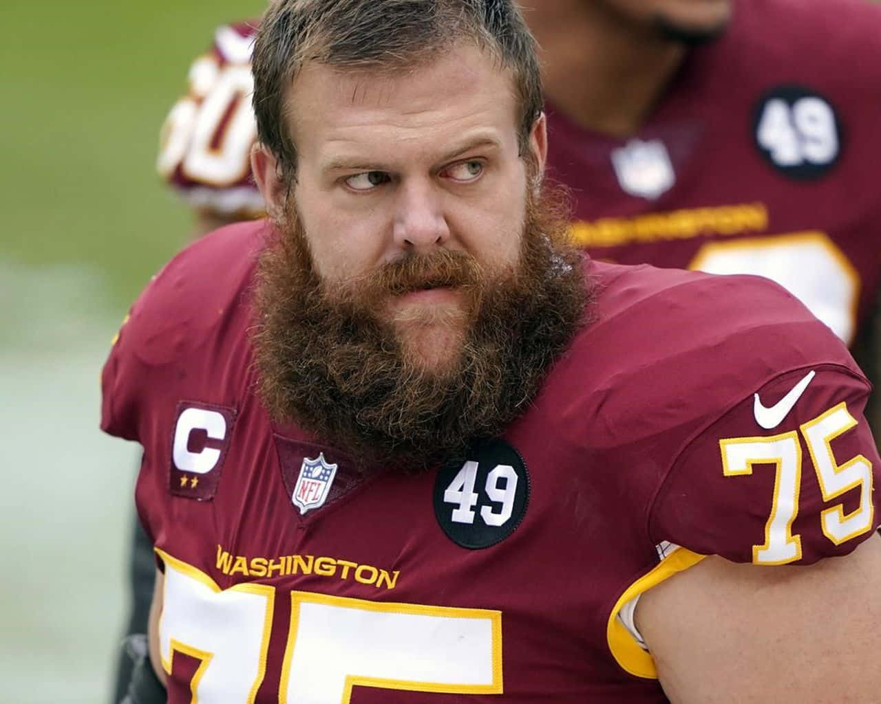 Washington Football Guard Brandon Scherff Close Up Angle Shot Background