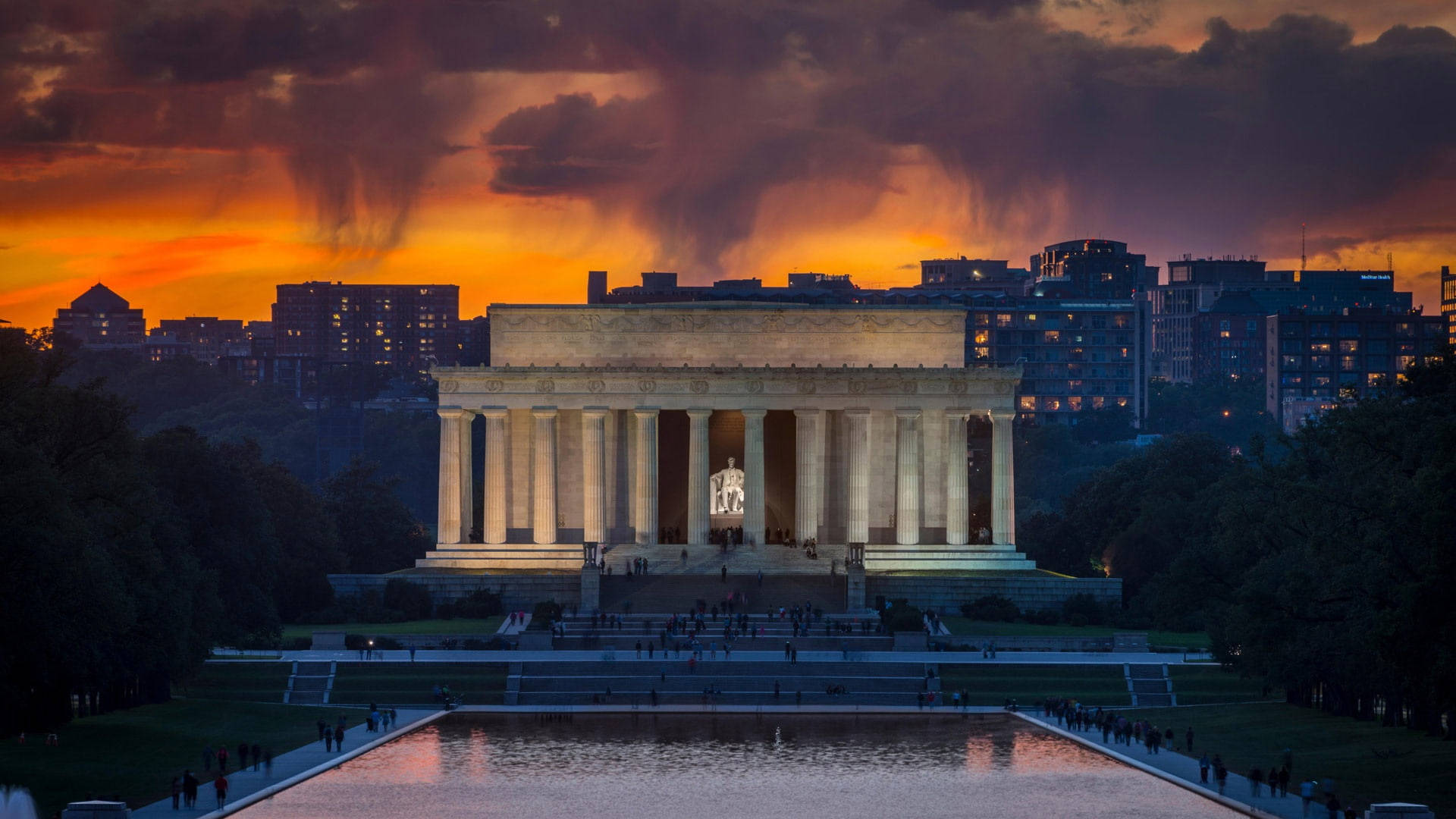 Washington Lincoln Memorial Evening Background