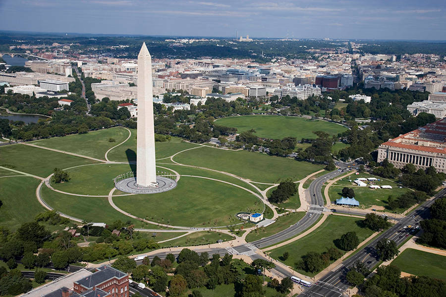 Washington Monument Aerial Background