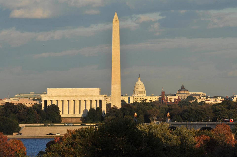 Washington Monument And Other Buildings