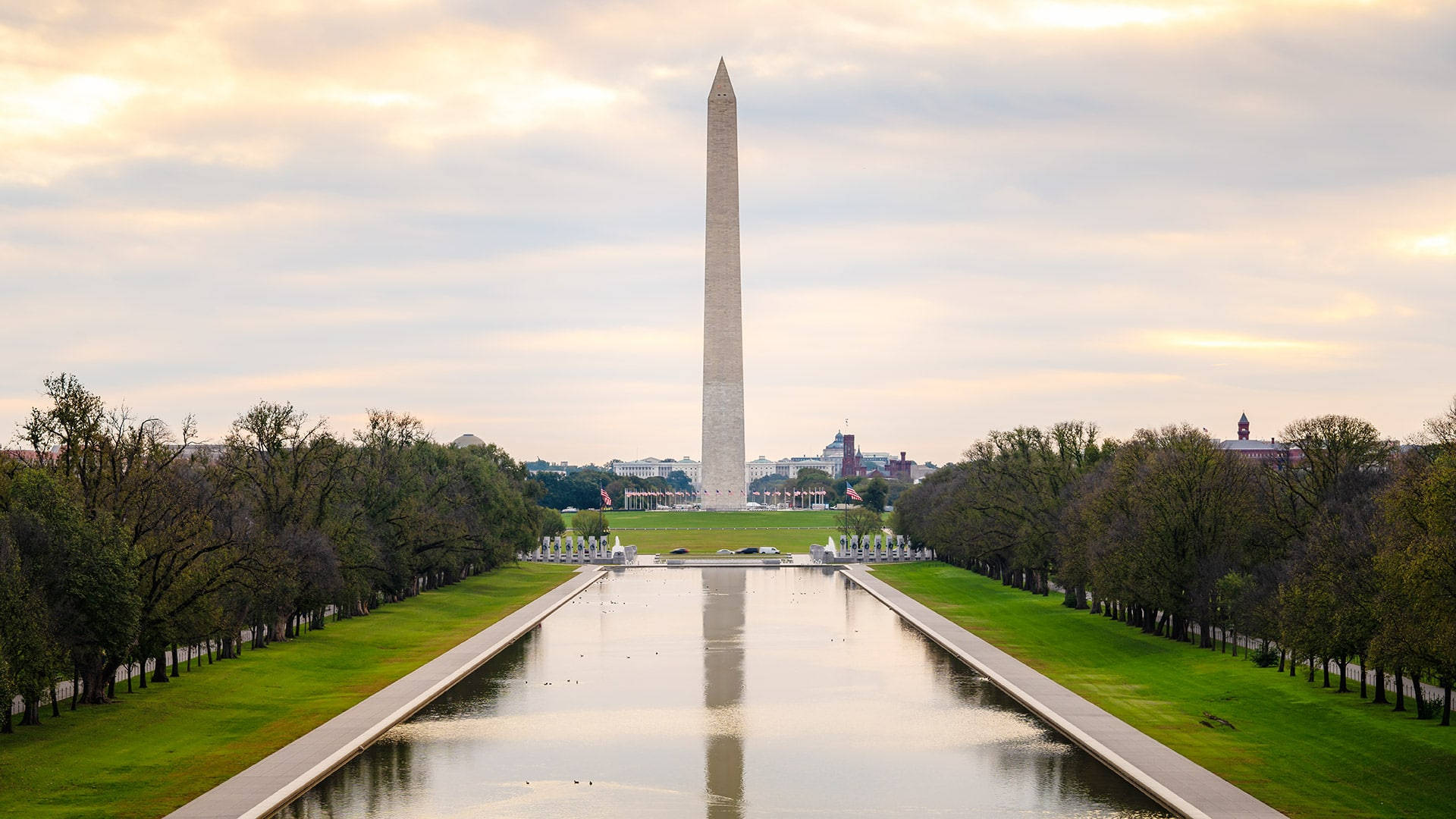 Washington Monument And Pool Background