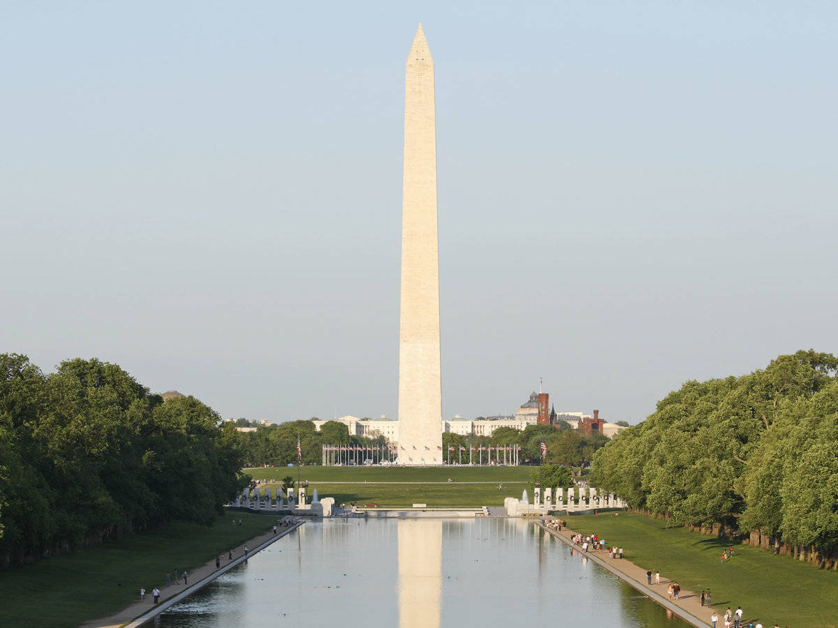 Washington Monument Gray Sky Background