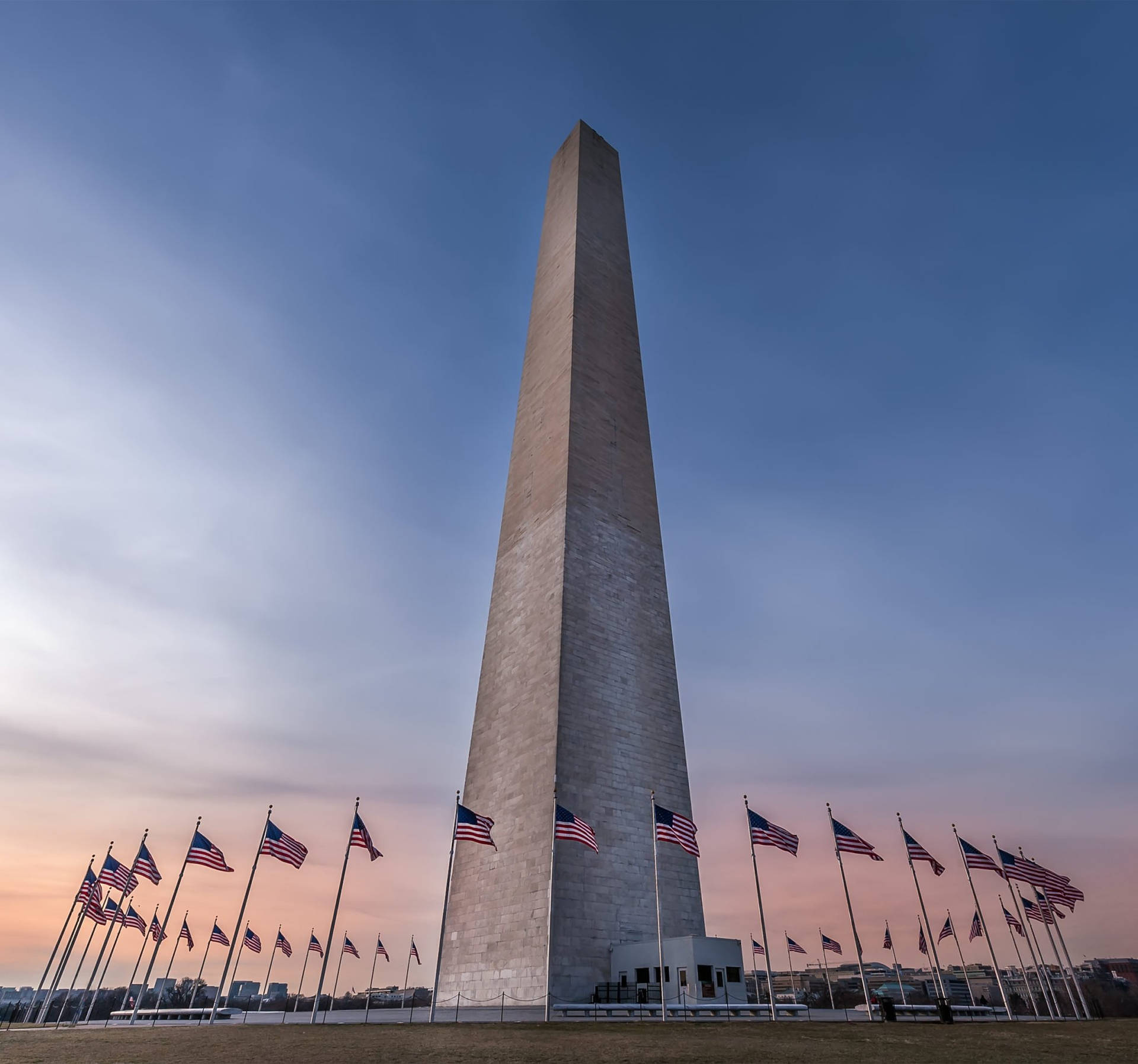 Washington Monument Sunset Ground View