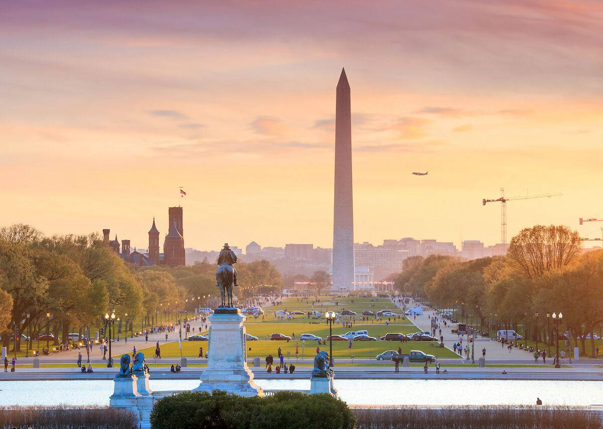 Washington Monument Sunset Light Background