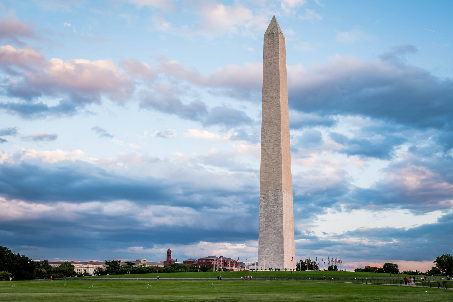 Washington Monument Under Fading Evening Light Background