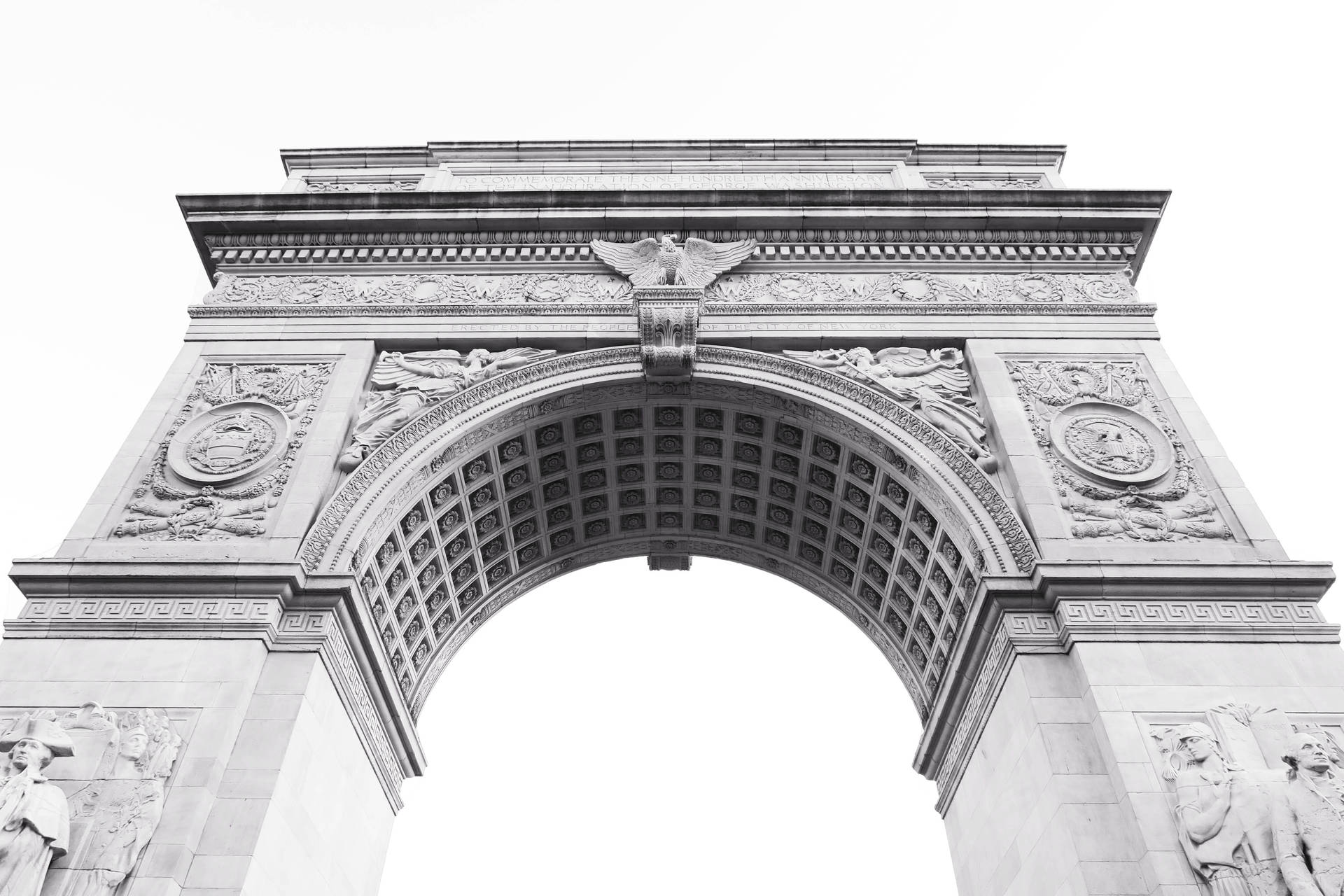 Washington Square Arch New York Black And White Background