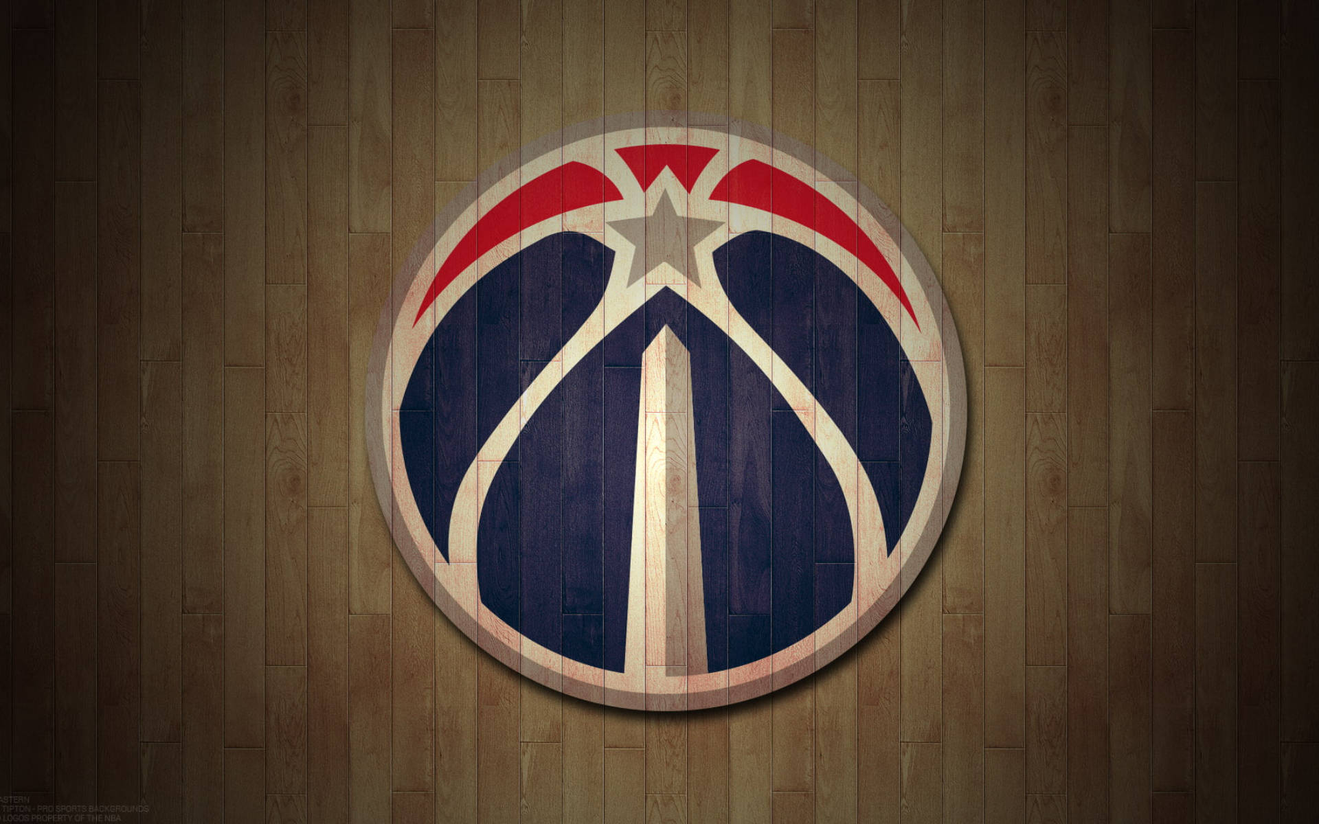 Washington Wizards Logo On Basketball Floor Background