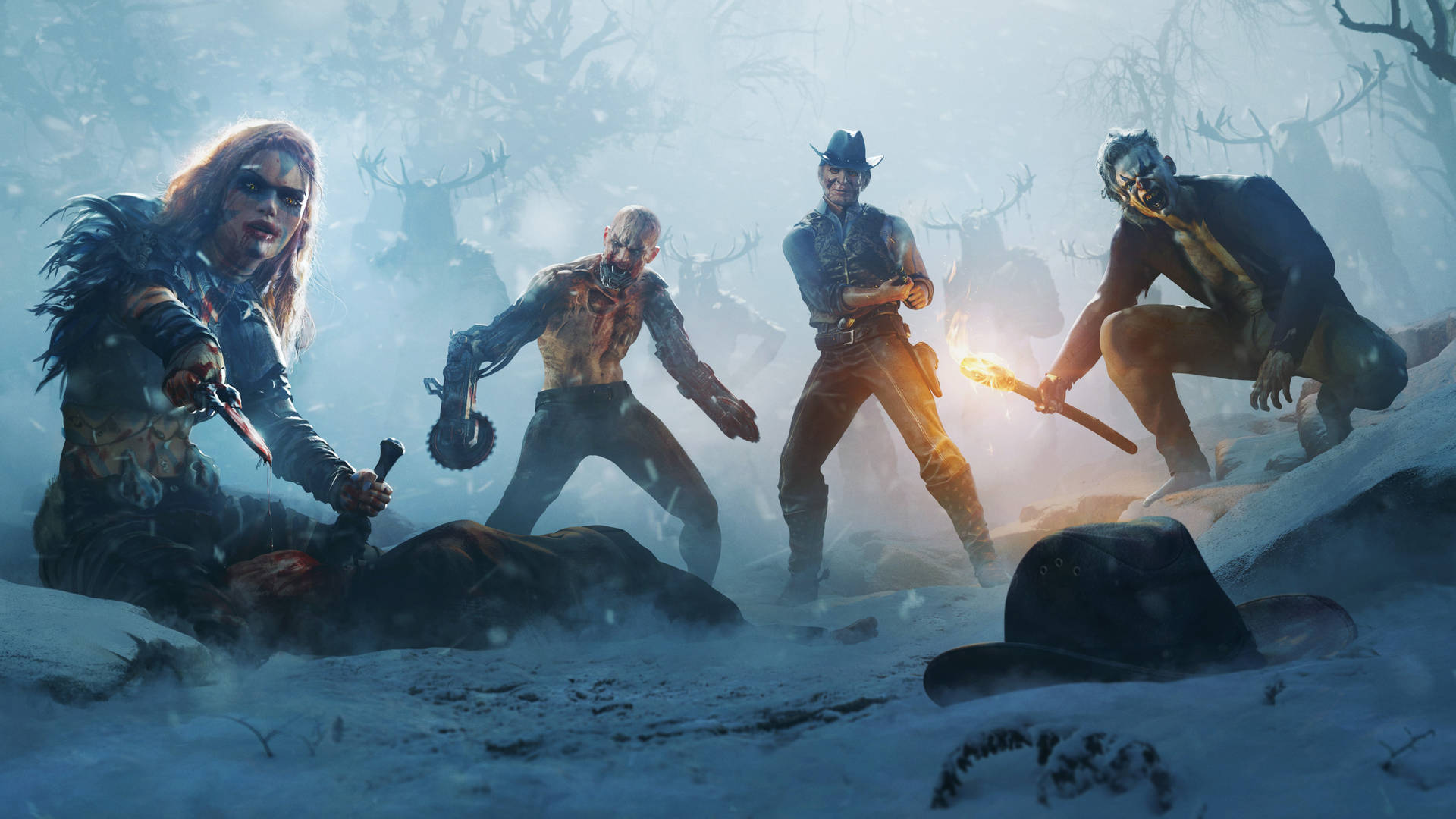Wasteland Zombies In Snow Background