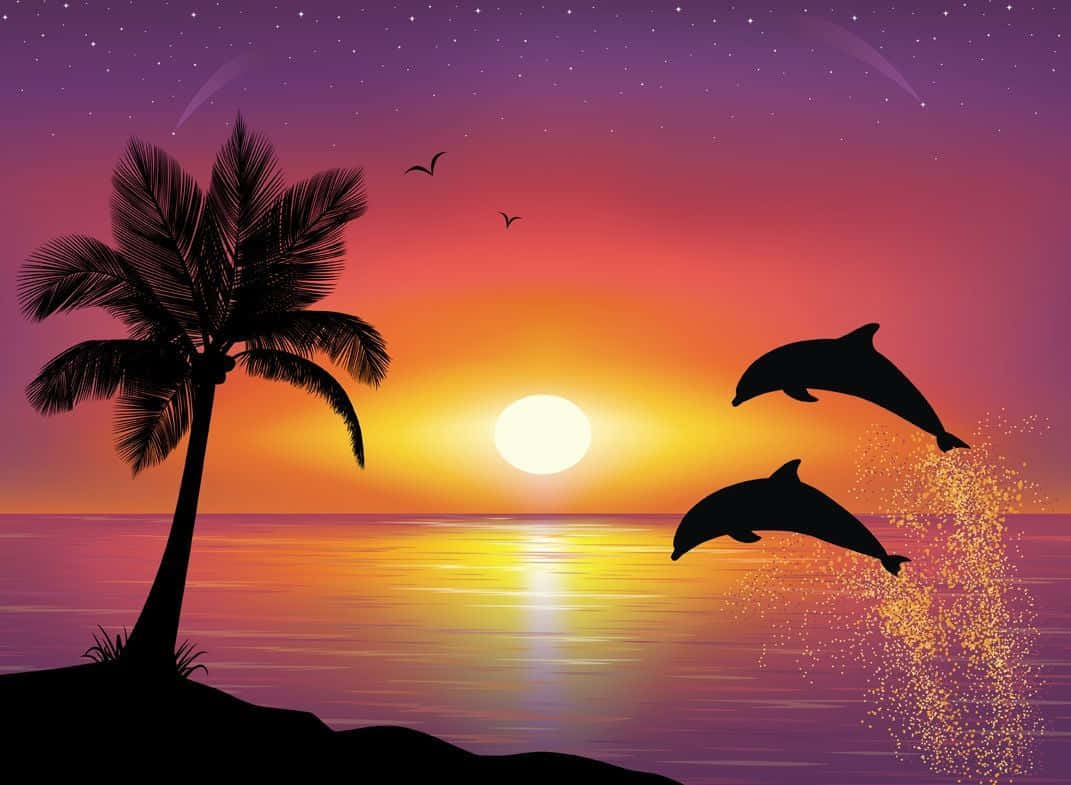 Watch A Magnificent Sunset With Its Newest Admirers. Background