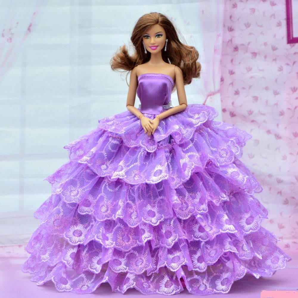 Watch Barbie Shine Wearing This Elegant Purple Gown Background