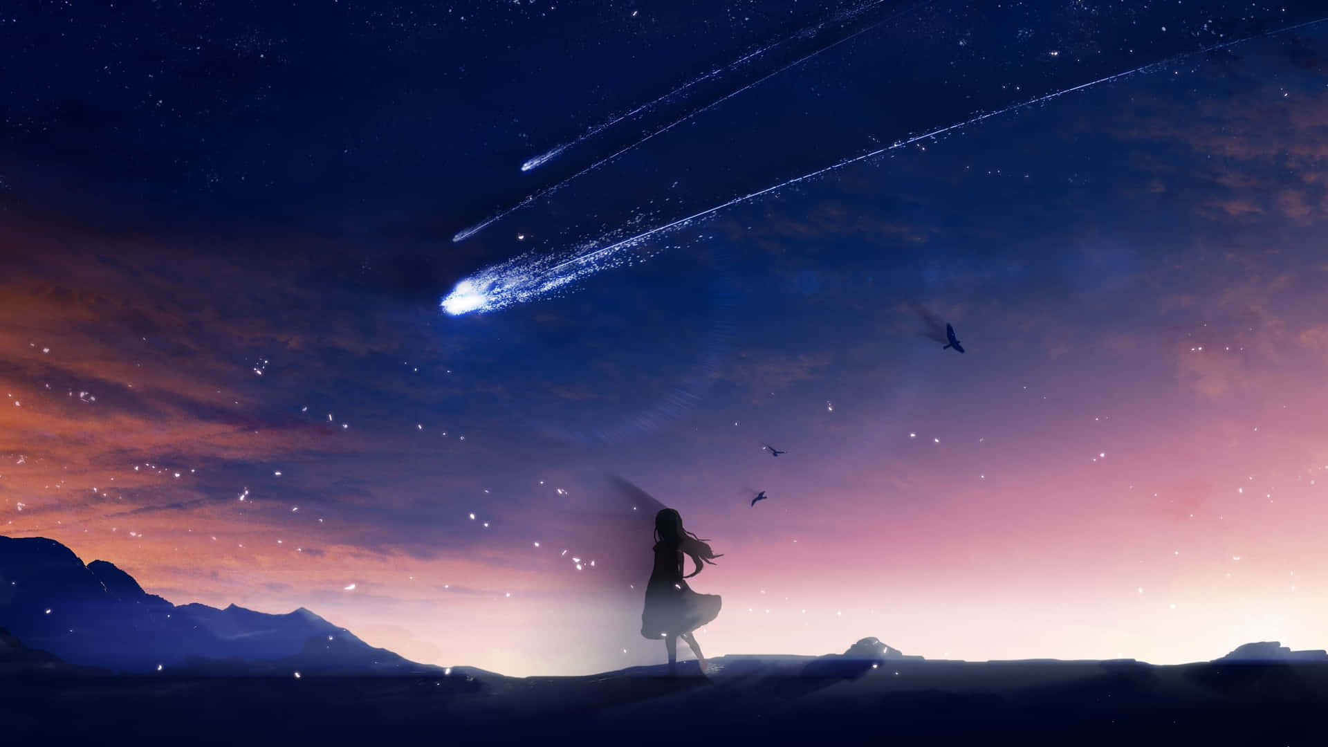 Watch The Breathtaking View Of The Anime Sky Background