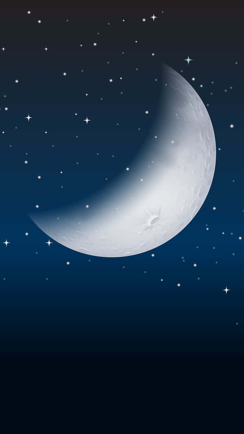 Watch The Night Sky Sparkle With The Moon And Stars On Your Iphone Background