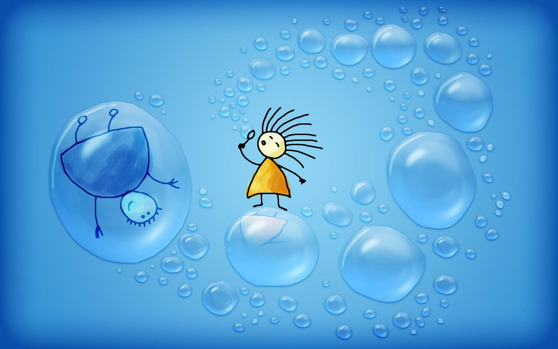 Water Bubble Cartoon Cute Laptop Background