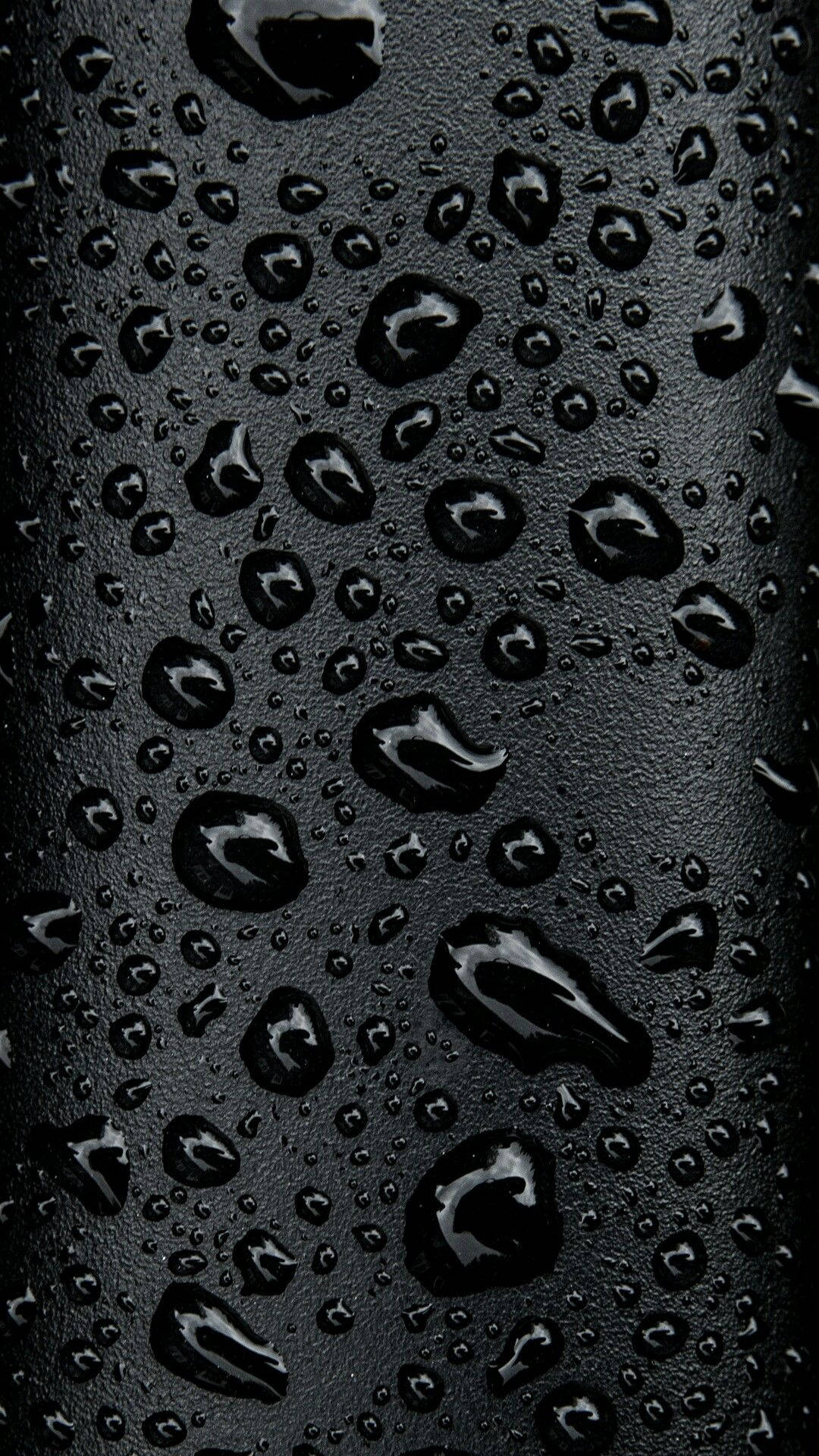 Water Droplets On Blank Black