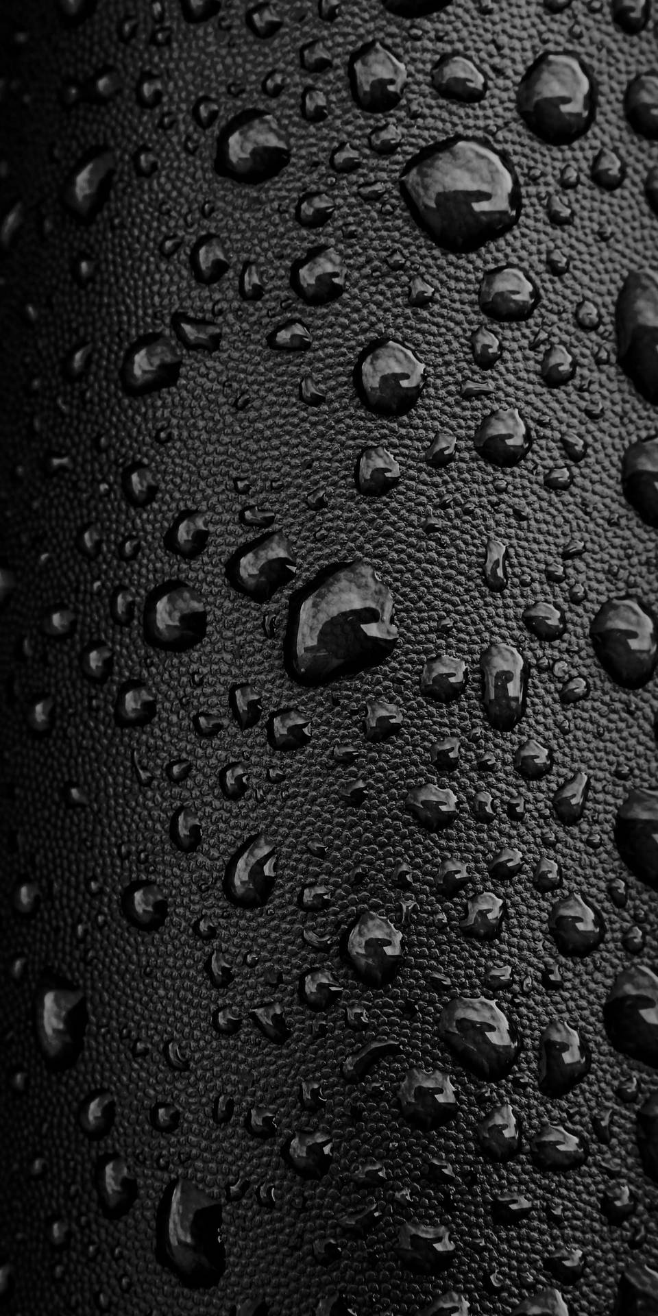 Water Drops On A Black Leather Surface Background