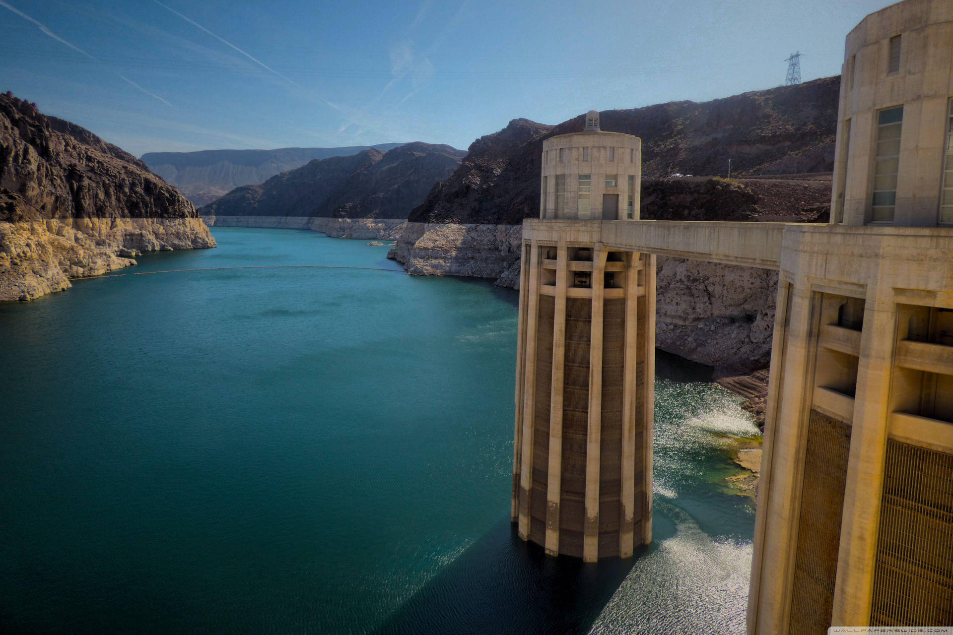 Water Level Markers Of Hoover Dam Background