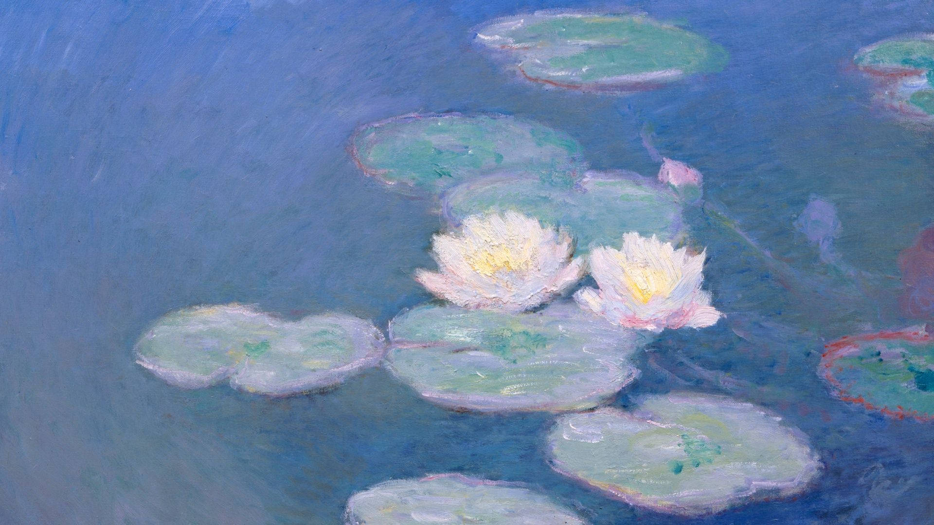 Water Lilies Impressionist Painting Closeup Background