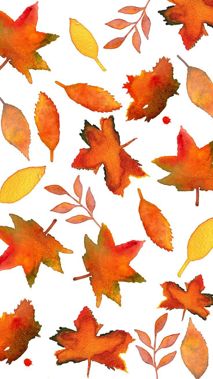 Watercolor Autumn Leaves Pattern Background