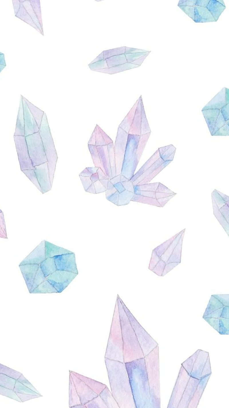 Watercolor Crystals On White Background Background