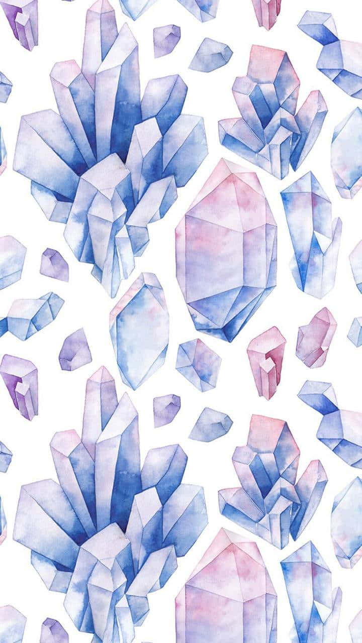 Watercolor Crystals On White Background Background